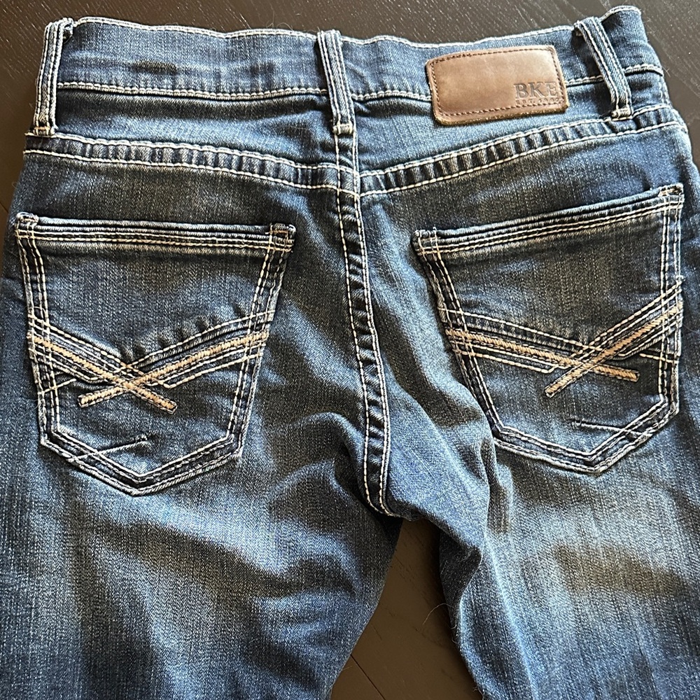 BKE Men's Straight Jeans - Indigo with Beige Stitching